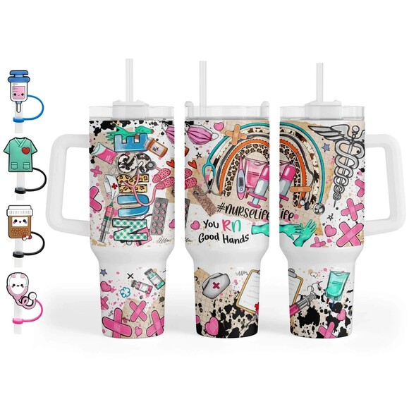 Nurse Tumbler 40 Oz Stainless Steel Travel Mug “ Nurse Gifts For Women Nurse Gif - Picture 2 of 16